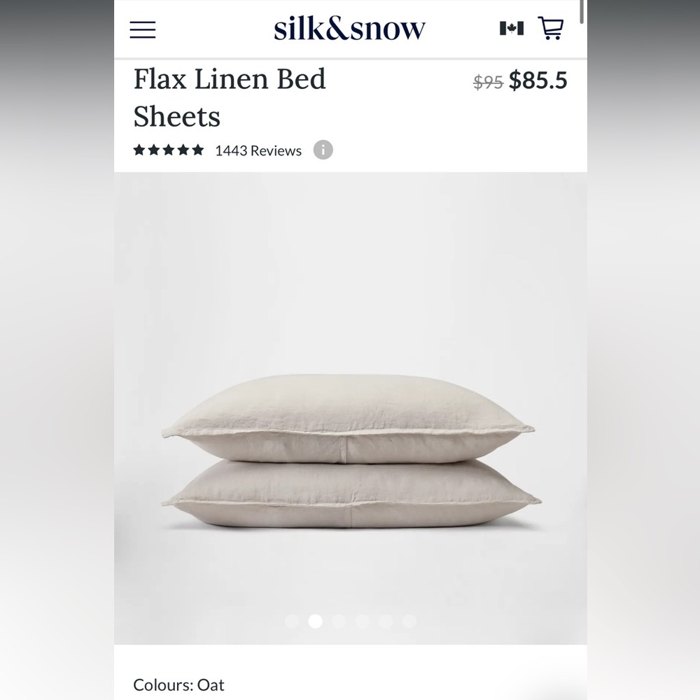 $96.62 Silk & Snow New! 100% Flax Linen - 2 Pillow Shams in Oat (King)